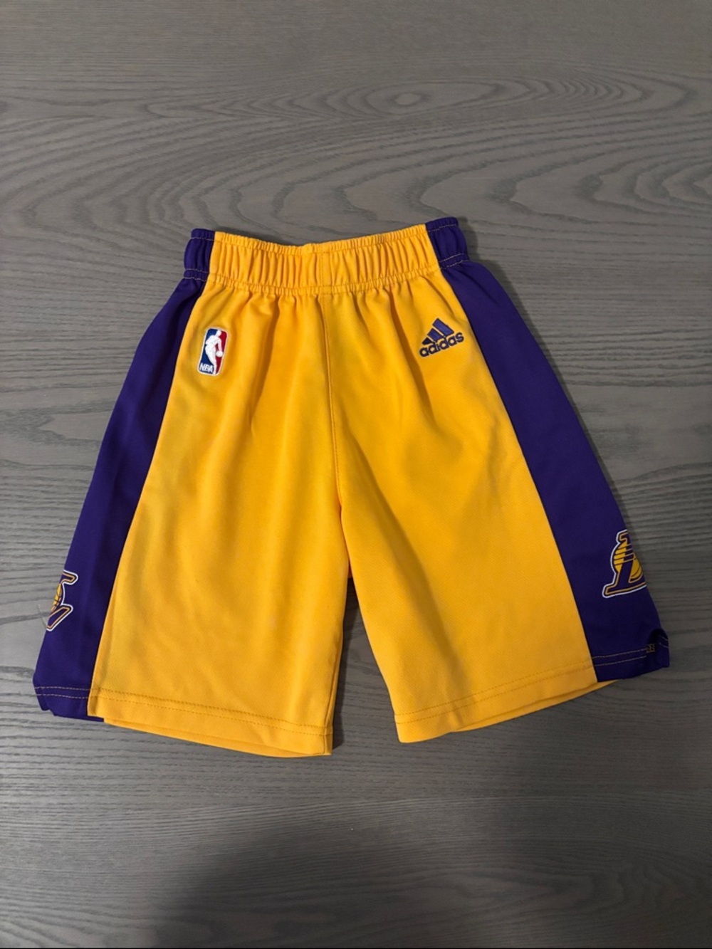adidas Kids Lakers Yellow and Purple Basketball Shorts